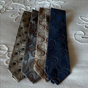 Liz Claiborne Swirl Pattern Ties in Blue, Brown, and Gray